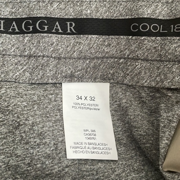 Haggar Men's Slim Fit Stretch Cool Pro 18 Tan Chino Dress Pants - Picture 8 of 8